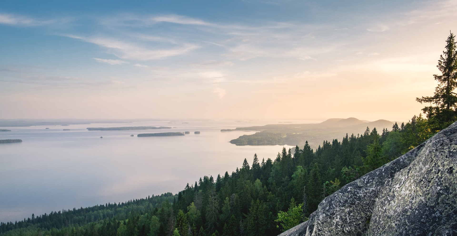 Aerial view of a lake and mountain