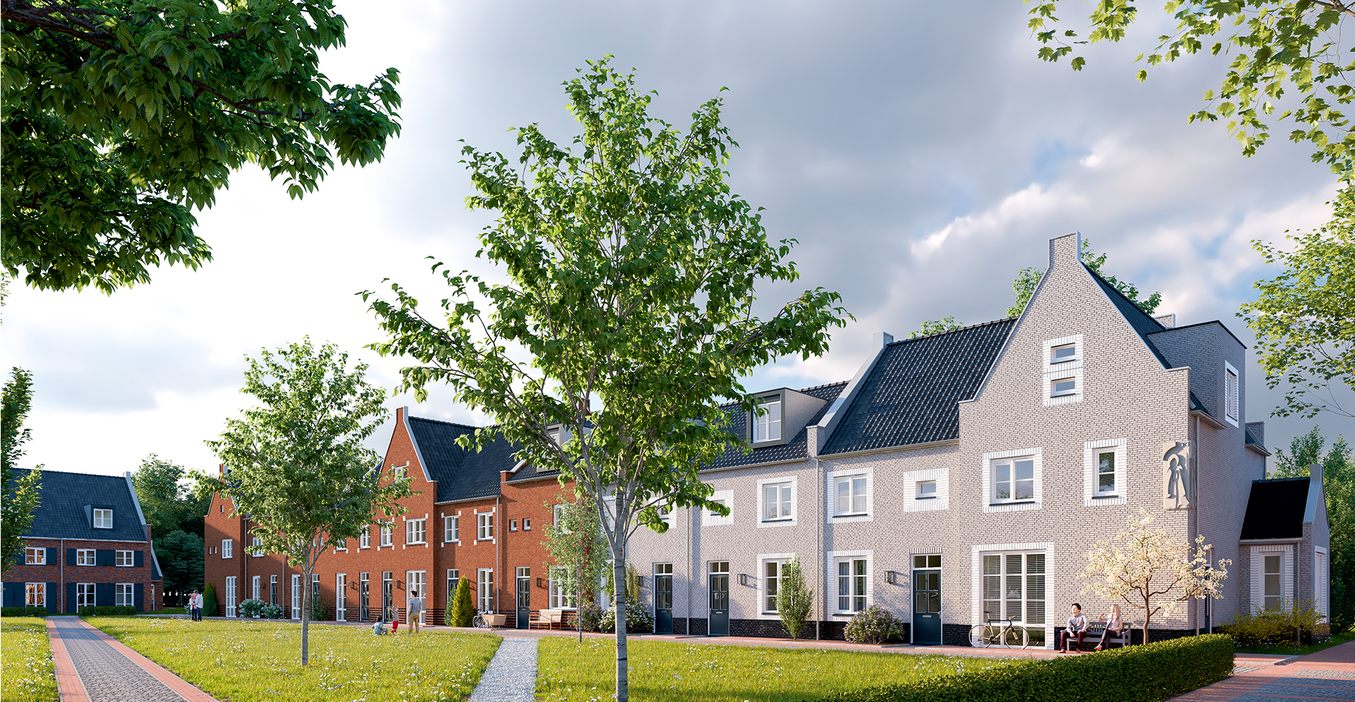 Visualistatie van gevels in de nieuw te bouwen wijk Koningsoord in Berkel-Enschot